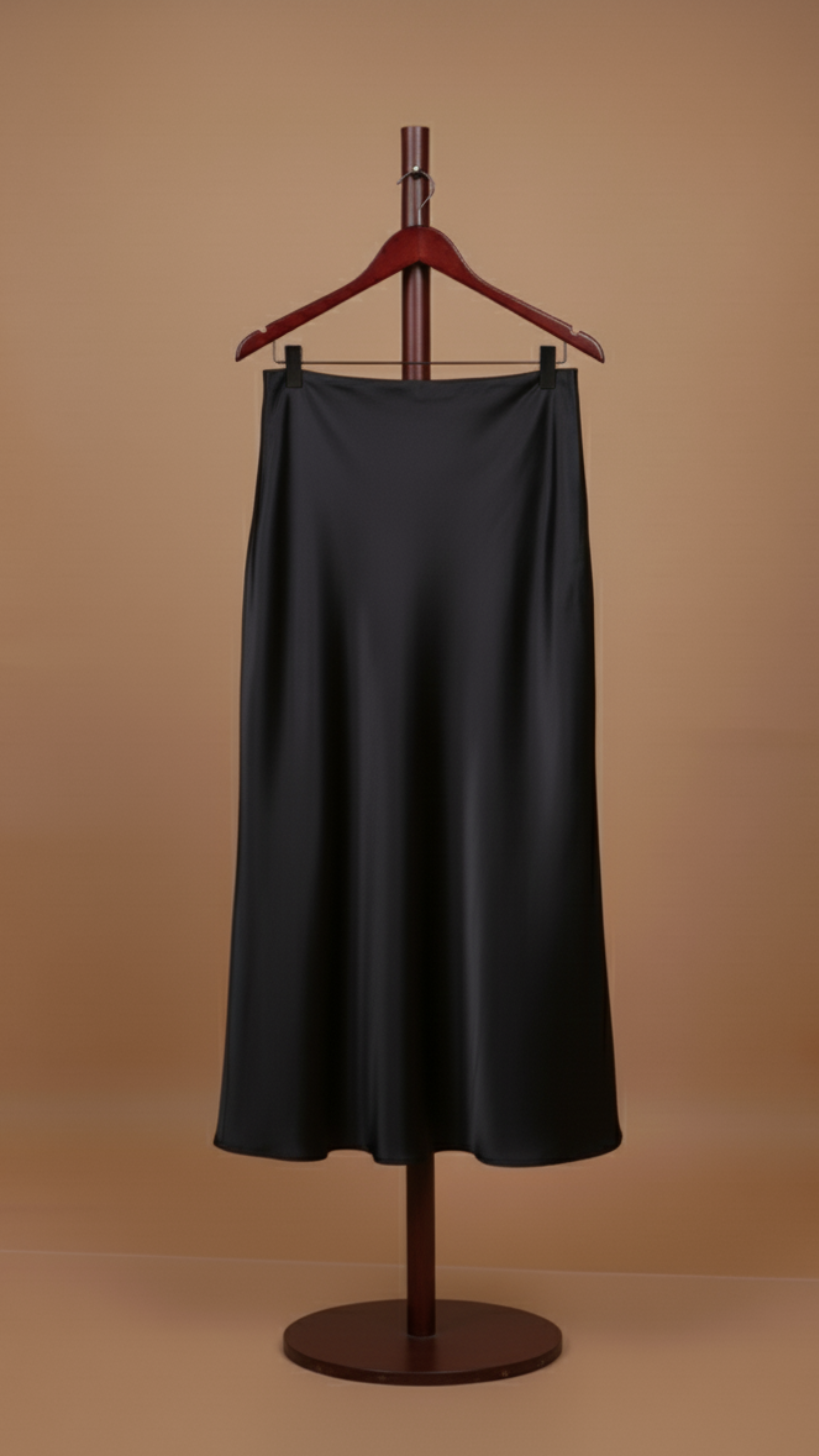 Black Satin Midi Skirt
