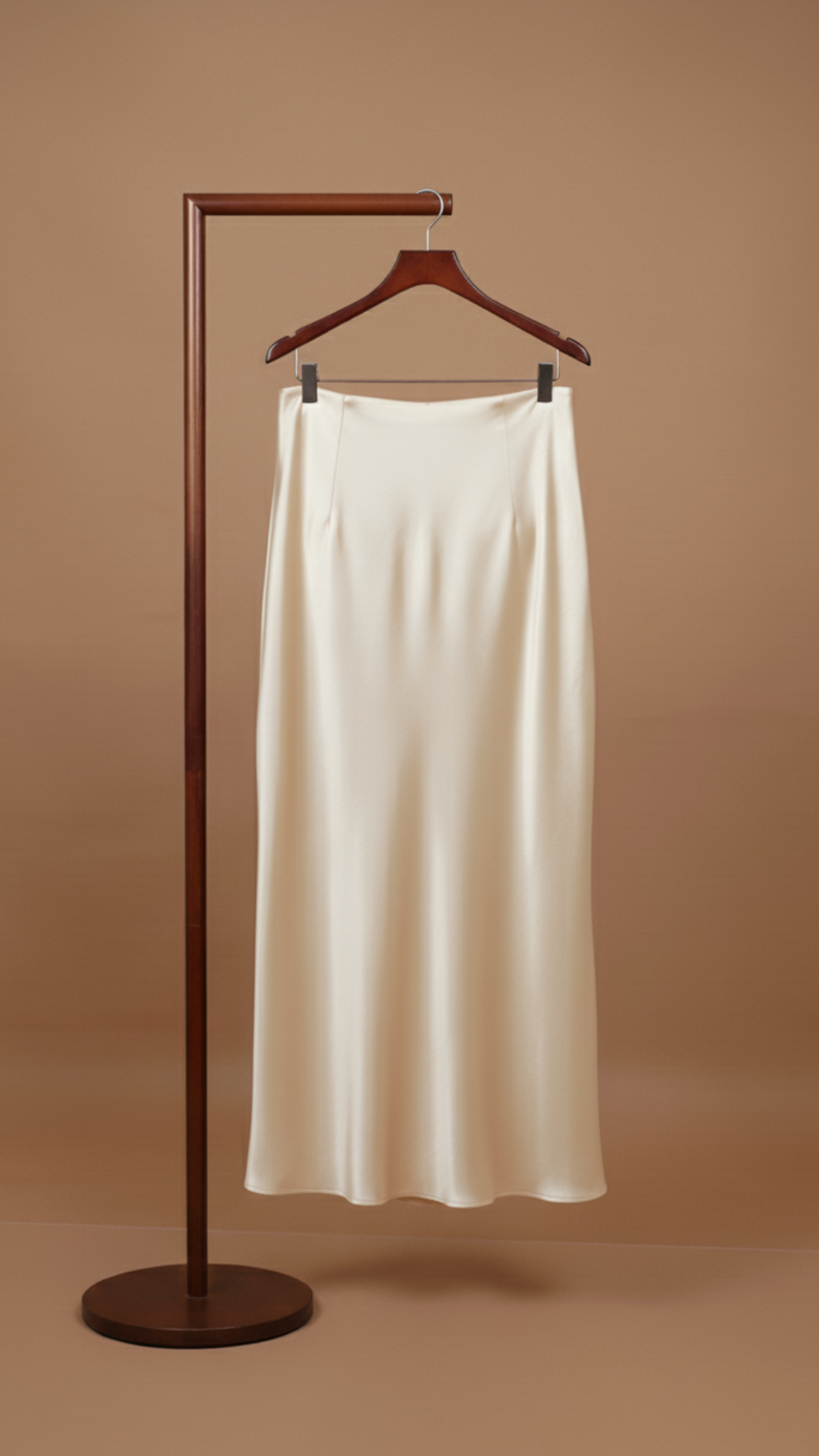 Ivory Satin Midi Skirt
